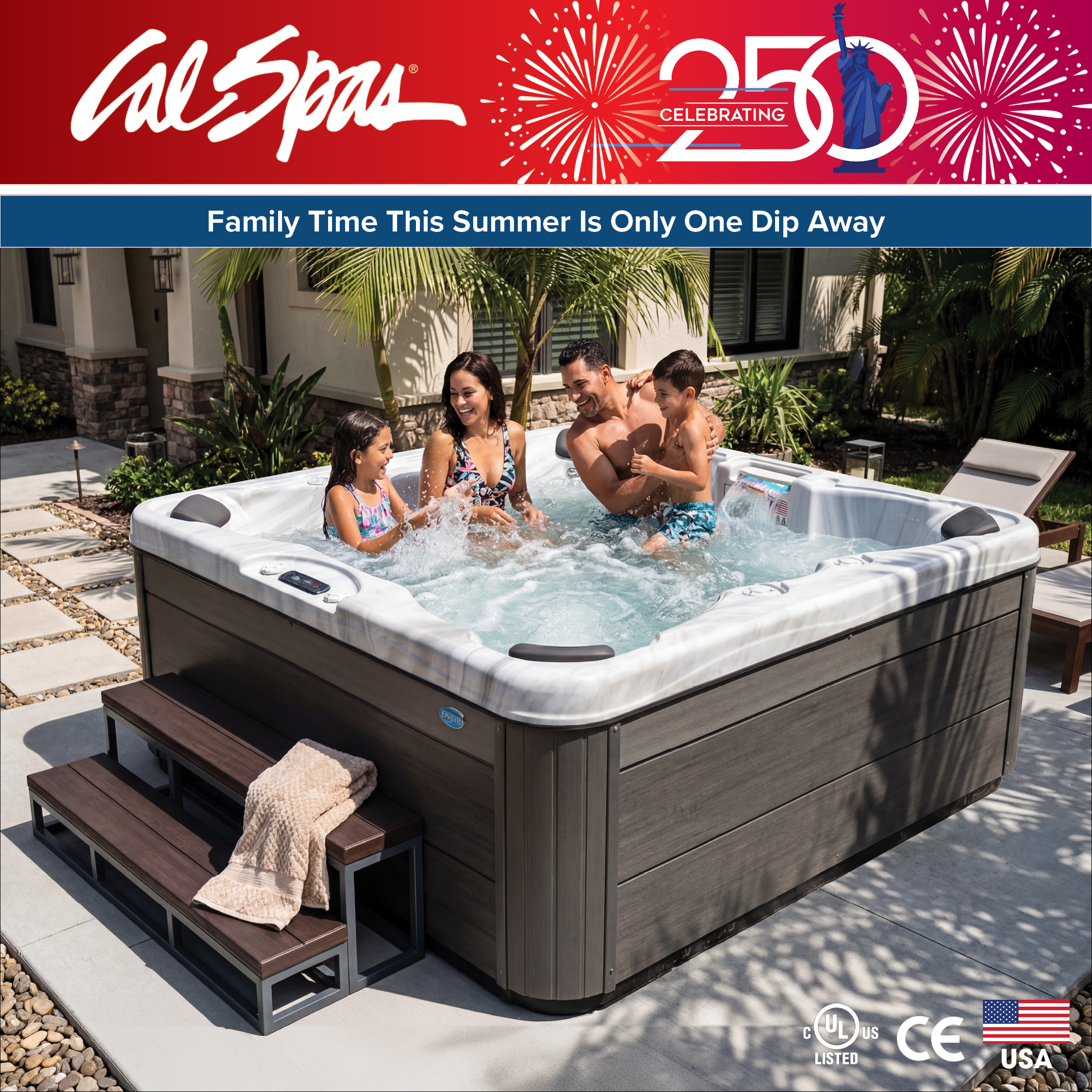 Calspas hot tub being used in a family setting - Fairfield